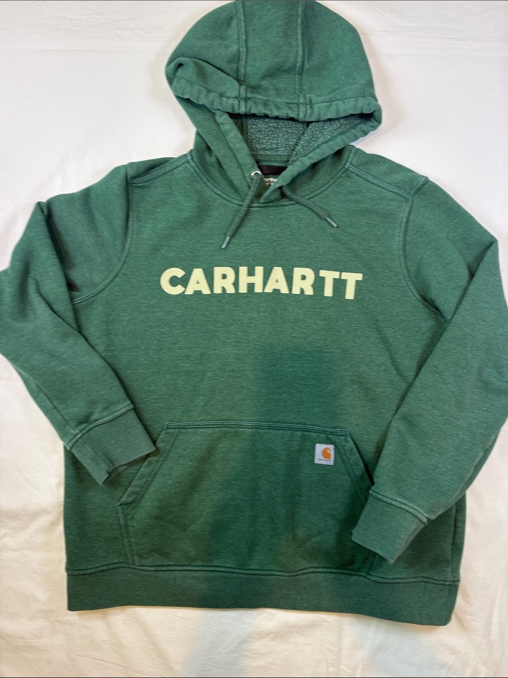 Carhartt Green Hoodie with Cream Logo Print